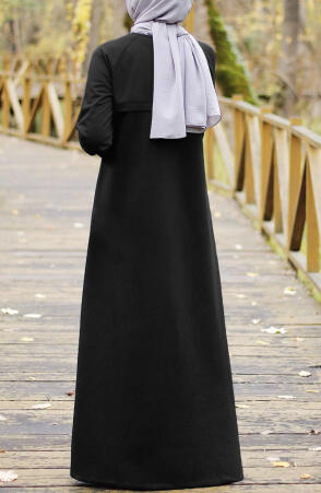 Uzun Sweat Elbise Siyah - 6