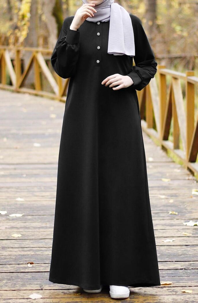 Uzun Sweat Elbise Siyah - 7