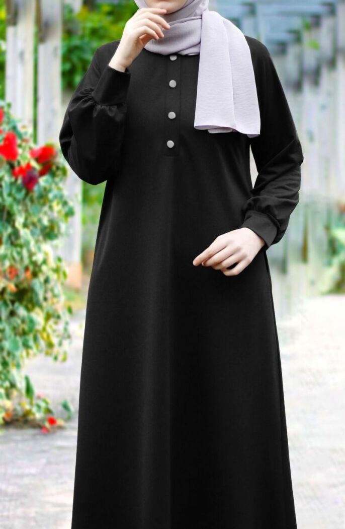 Uzun Sweat Elbise Siyah - 1